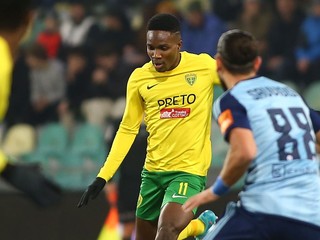 Samuel Gidi v zápase 19. kola futbalovej Niké ligy MŠK Žilina - ŠK Slovan Bratislava