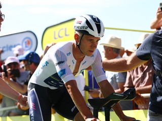 Remco Evenepoel v cieli 13. etapy Tour de France 2025, ktorou bola horská časovka. 