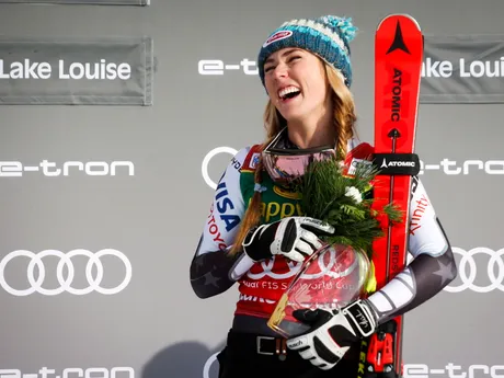 Mikaela Shiffrinová po víťazstve v kanadskom Lake Louise.