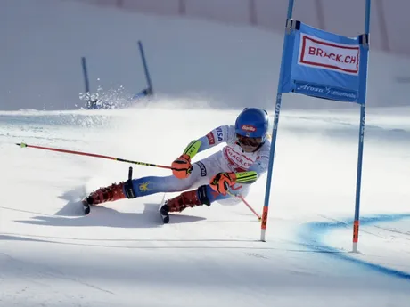 Mikaela Shiffrinová počas 2. kola obrovského slalomu v Lenzerheide.