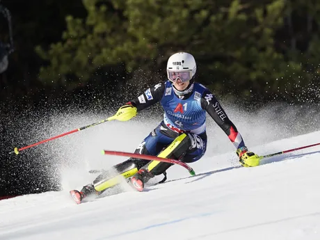Paula Moltzanová počas slalomu v Lienzi 2023.