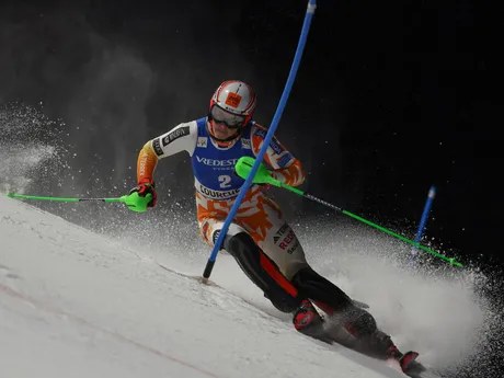 Petra Vlhová počas slalomu v Courcheveli.