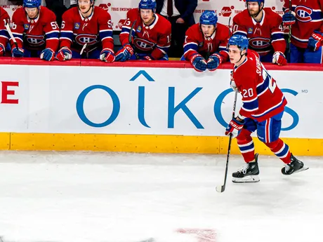 Juraj Slafkovský v zápase Montreal Canadiens - Edmonton Oilers
