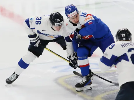 Filip Mešár v zápase Slovensko - Fínsko vo štvrťfinále MS v hokeji do 20 rokov 2024.