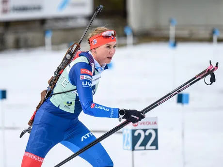 Slovenská biatlonistka Anastasia Kuzminová počas tréningu.