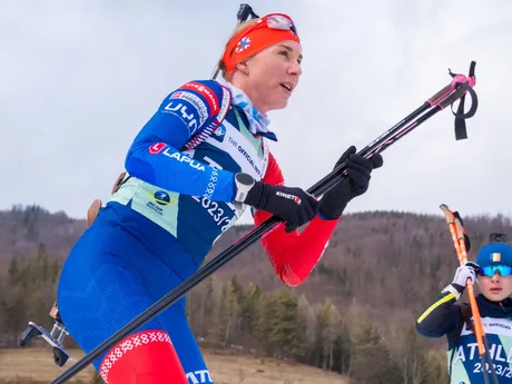 Slovenská biatlonistka Anastasia Kuzminová počas tréningu.