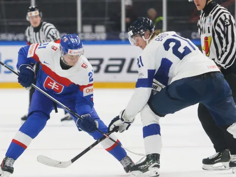 Peter Repčík v zápase Slovensko - Fínsko vo štvrťfinále MS v hokeji do 20 rokov 2024.