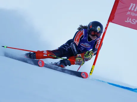 Kanaďanka Valerie Grenierová počas prvého kola obrovského slalomu Svetového pohára žien v Jasnej.