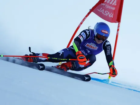 Američanka Mikaela Shiffrinová počas prvého kola obrovského slalomu Svetového pohára žien v Jasnej.