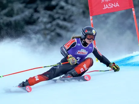 Kanaďanka Valerie Grenierová počas prvého kola obrovského slalomu Svetového pohára žien v Jasnej.