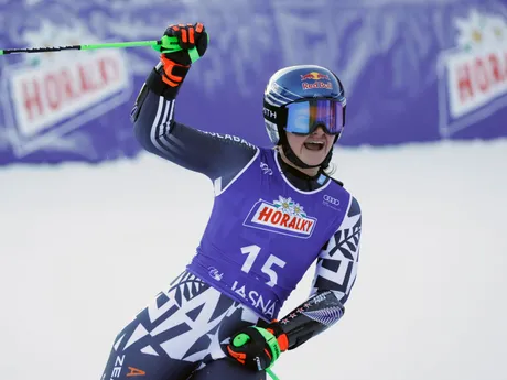 Alice Robinson po obrovskom slalome v Jasnej 2024.