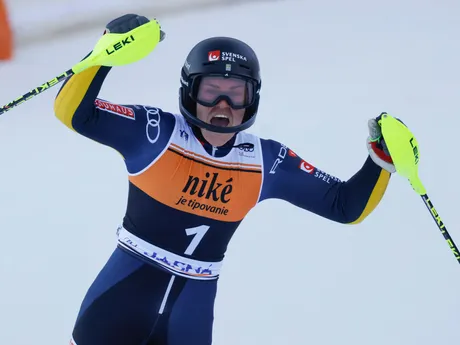 Anna Swennová Larssonová počas slalomu v Jasnej 2024.