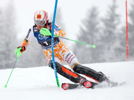 Petra Vlhová v 1. kole slalomu v Kranjskej Gore.