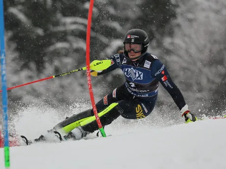 Sara Hectorová v 1. kole slalomu v Krajnskej Gore.