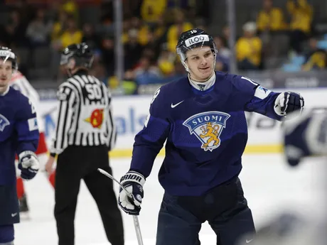 Rasmus Kumpulainen v zápase o bronz na MS v hokeji U20 2024. 