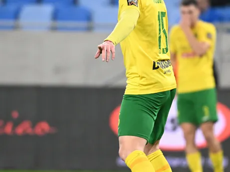 Tomáš Hubočan (Žilina) gestikuluje v osemfinále Slovnaft Cupu ŠK Slovan Bratislava - MŠK Žilina.