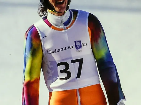 Skokan na lyžiach Miroslav Slušný na zimných olympijských hrách 1994 v Lillehammeri. 