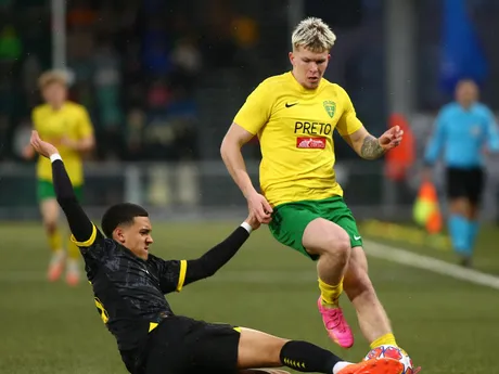 Vladimír Vaľko v zápase MŠK Žilina - Borussia Dortmund v play-off mládežníckej Ligy majstrov.