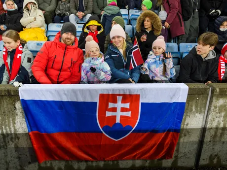 Fanúšikovia počas prípravného stretnutia pred ME 2024 Nórsko - Slovensko