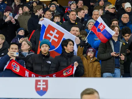 Fanúšikovia počas prípravného stretnutia pred ME 2024 Nórsko - Slovensko