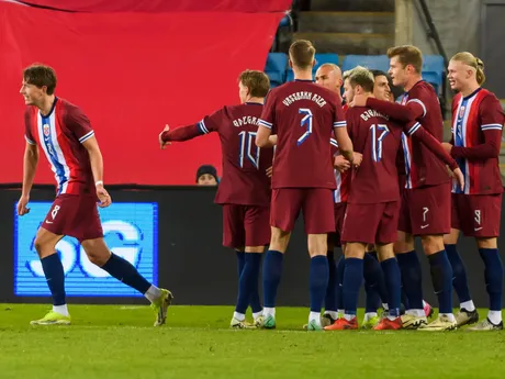 Gólová radosť futbalistov Nórska počas prípravného stretnutia pred ME 2024 Nórsko - Slovensko