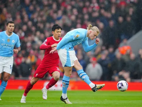 Erling Haaland v zápase Liverpool - Manchester City