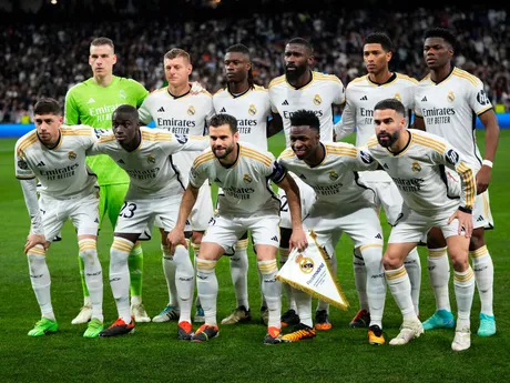 Futbalisti Realu Madrid pred zápasom.