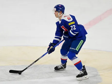 Andrej Kollár (Slovensko) v prípravnom zápase pred MS 2024 v hokeji Slovensko - Česko.
