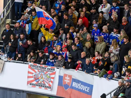 Slovenskí fanúšikovia počas prípravného hokejového zápasu Nemecko - Slovensko.