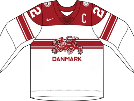 Dánsko na MS v hokeji 2024 - dresy doma.