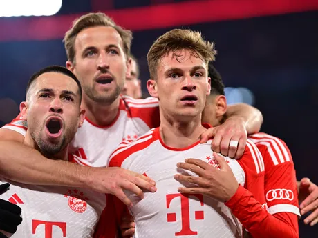 Joshua Kimmich oslavuje gól počas odvety štvrťfinále Ligy majstrov Bayern Mníchov - Arsenal. 