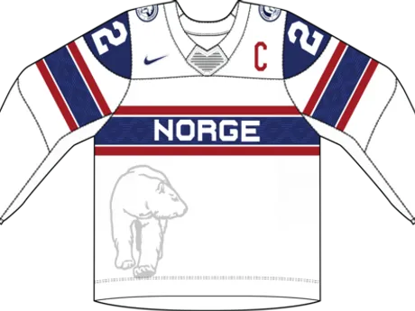 Nórsko na MS v hokeji 2024 - dresy doma.