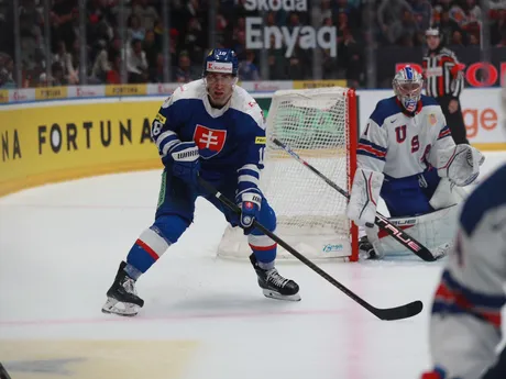 Andrej Kudrna v prípravnom zápase Slovensko - USA v generálke na MS v hokeji 2024.