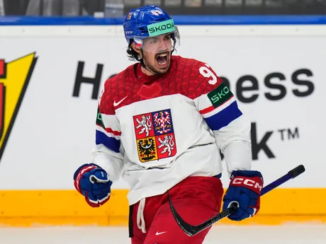 Matej Stránsky v zápase Švajčiarsko - Česko na MS v hokeji 2024