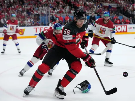 Kanadský hokejista Colton Parayko v zápase Kanada - Česko na MS v hokeji 2024.