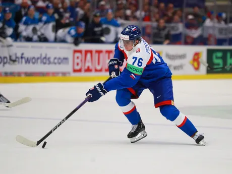 Martin Pospíšil v zápase Slovensko - Kazachstan na MS v hokeji 2024.