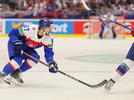 Pavol Regenda v zápase Slovensko - USA v skupine B na MS v hokeji 2024.
