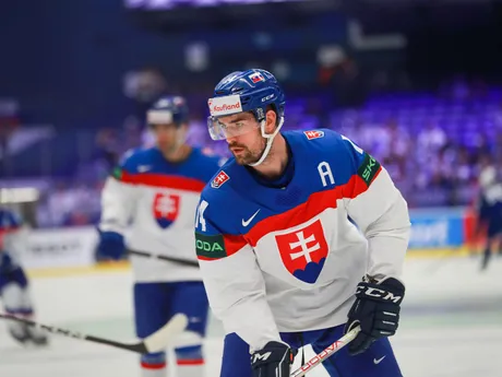 Peter Čerešňák pred zápasom Slovensko - Francúzsko v skupine B na MS v hokeji 2024.