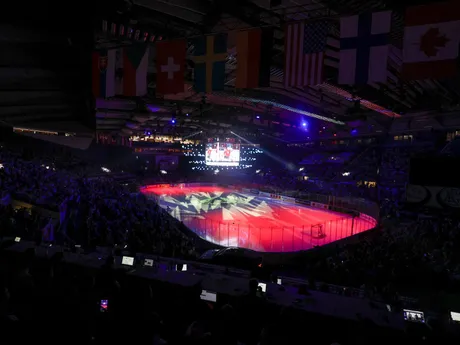 Momentka pred zápasom Slovensko - Francúzsko v skupine B na MS v hokeji 2024.