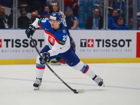 Michal Ivan v zápase Slovensko - Francúzsko v skupine B na MS v hokeji 2024.