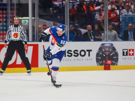 Marko Daňo v zápase Slovensko - Francúzsko v skupine B na MS v hokeji 2024.