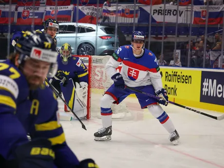 Martin Pospíšil v zápase Slovensko - Švédsko v skupine B na MS v hokeji 2024.