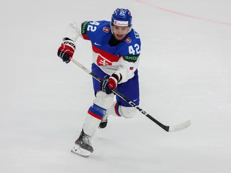 Martin Fehérváry v zápase Slovensko - Kanada vo štvrťfinále MS v hokeji 2024.