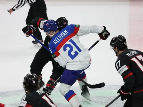 Miloš Kelemen v zápase Slovensko - Kanada vo štvrťfinále MS v hokeji 2024.
