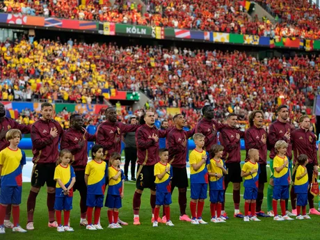 Futbalisti Belgicka pred zápasom proti Rumunsku na EURO 2024.