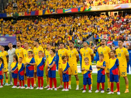 Futbalisti Rumunska pred zápasom proti Belgicku na EURO 2024.