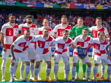 Futbalisti Chorvátska počas zápasu Chorvátsko - Albánsko na EURO 2024. 