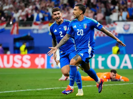 Mattia Zaccagni oslavuje gól v zápase Chorvátsko - Taliansko na EURO 2024