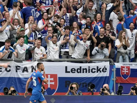 Ivan Schranz sa raduje zo strelenia gólu v zápase Slovensko - Anglicko v osemfinále EURO 2024.