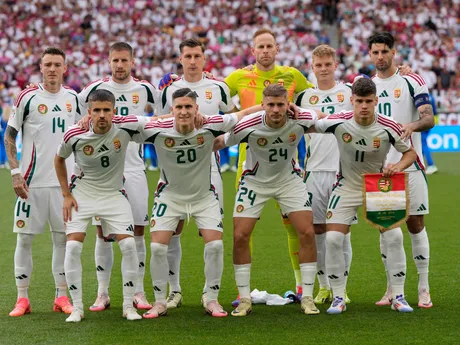 Futbalisti Maďarska v zápase Nemecko - Maďarsko na EURO 2024. 